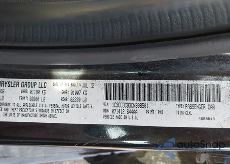 2012 Chrysler 200 Limited from USA, damaged, VIN 1C3CCBCB3CN308501